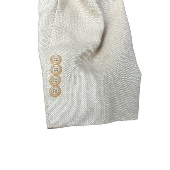 Lands End Blazer 40L Beige Silk Wool Blend Two Button Neutral Preppy Academia - Picture 10 of 16